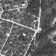 © DORIS Ebensee Concentration Camp Memorial Site, cadastral map - scale 1:1,000; former camp gate (across the road)