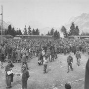 © USHMM CC-Ebensee: liberated prisoners on the former roll call square, 7 May 1945